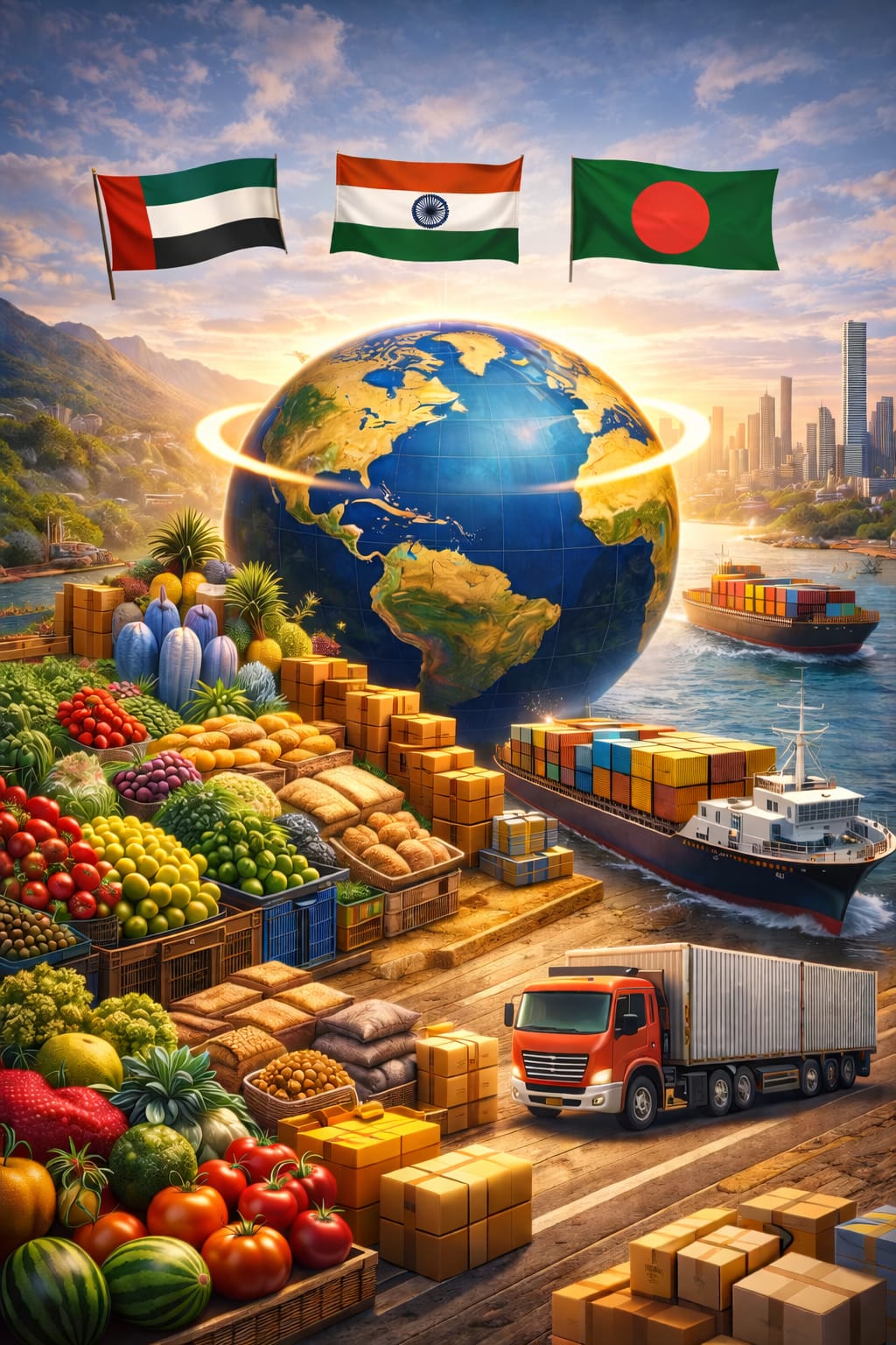 Trade network between UAE, India and Bangladesh